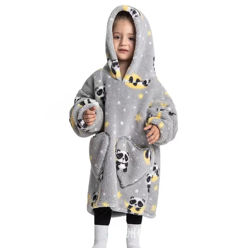Vêtements confortables en velours de coton résistants au froid pour garçons et filles, couverture à capuche épaisse grande taille, vêtements de nuit pour enfants