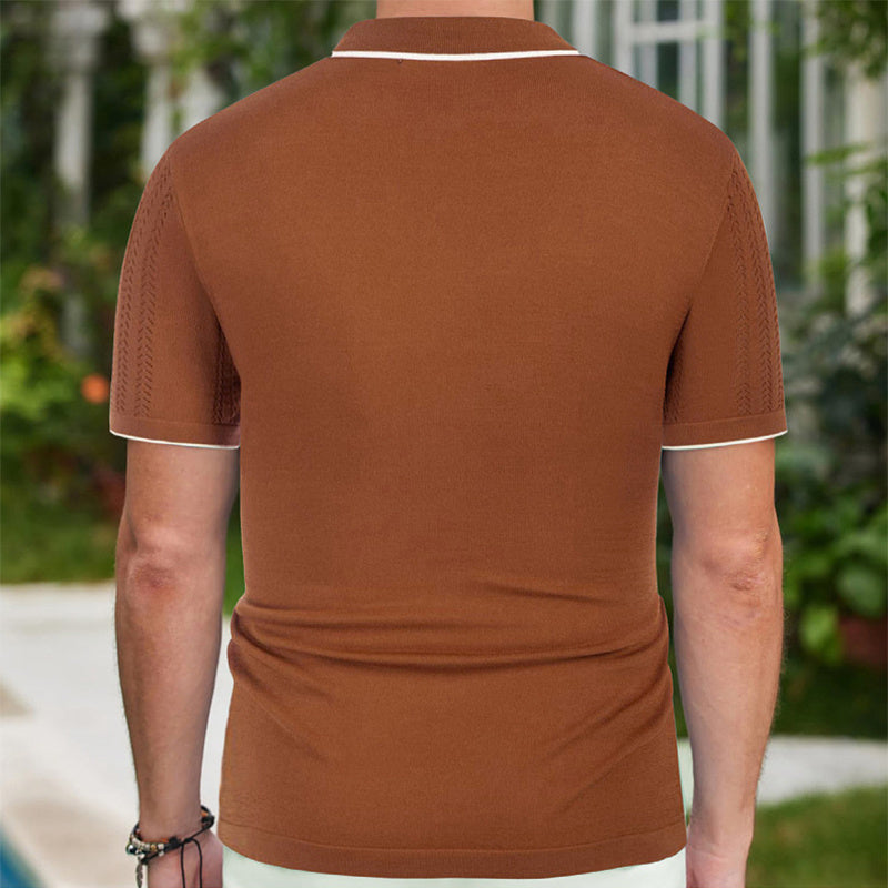 Polo à manches courtes, haut d'été à revers boutonné, vêtements d'affaires tendance pour hommes
