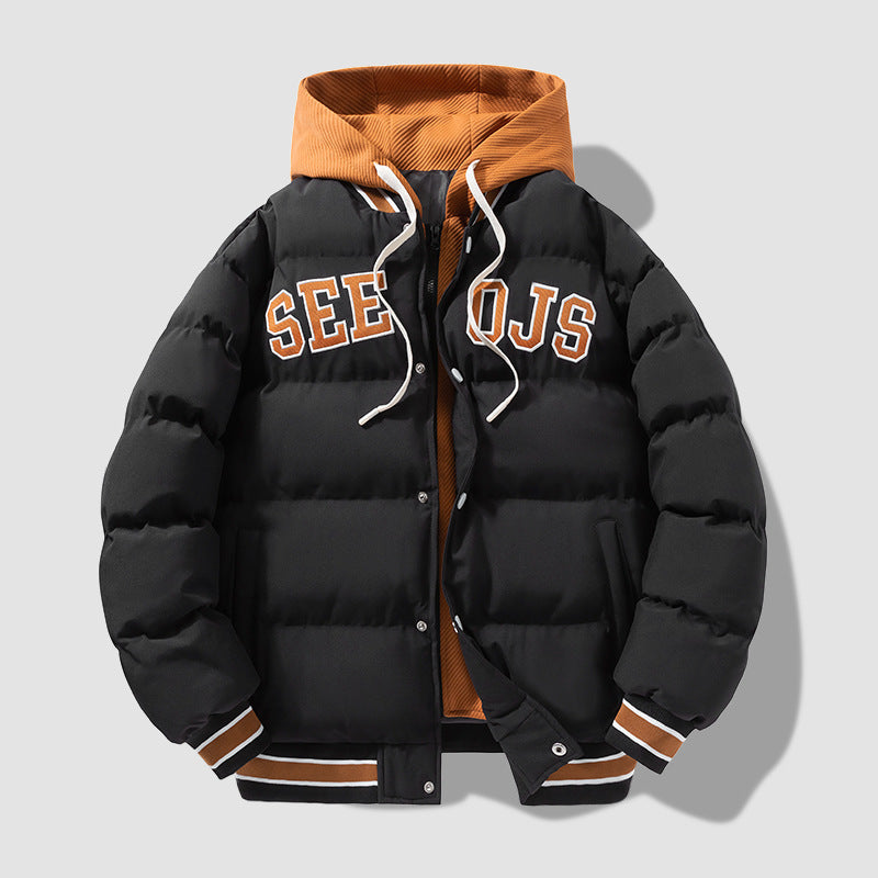 Manteau à capuche en coton pour homme et adolescent, veste chaude et solide avec fermeture éclair, style hiver