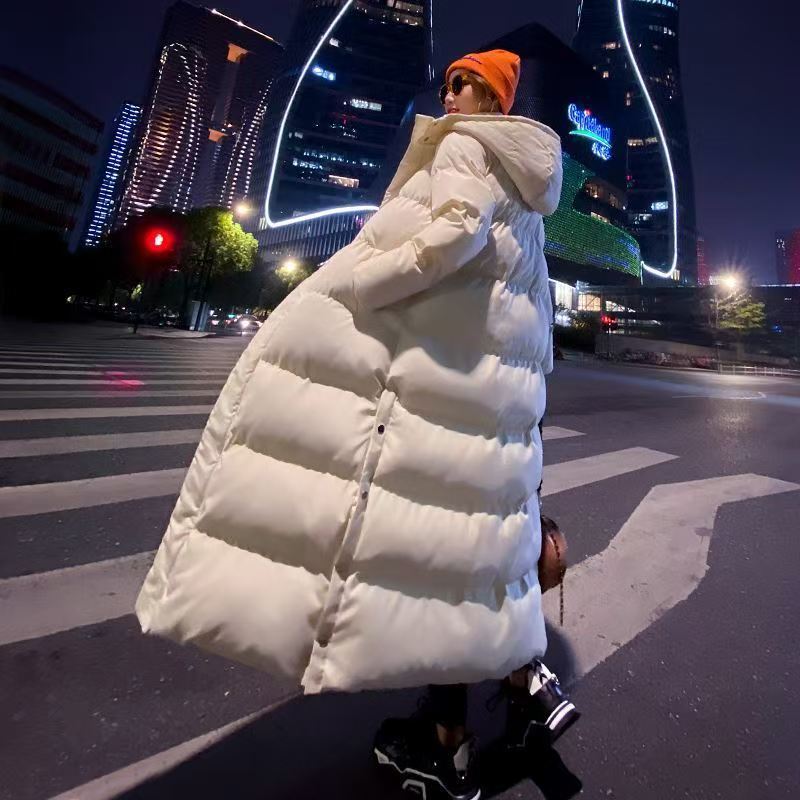 Long Instagram-hit Versatile Chic Casual Minimalist Padded Warm Hooded Cotton-padded Coat