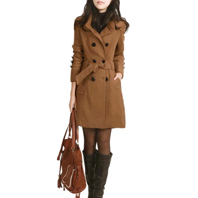 Beau manteau automne couleur unie avec ceinture et boutonnage très chic