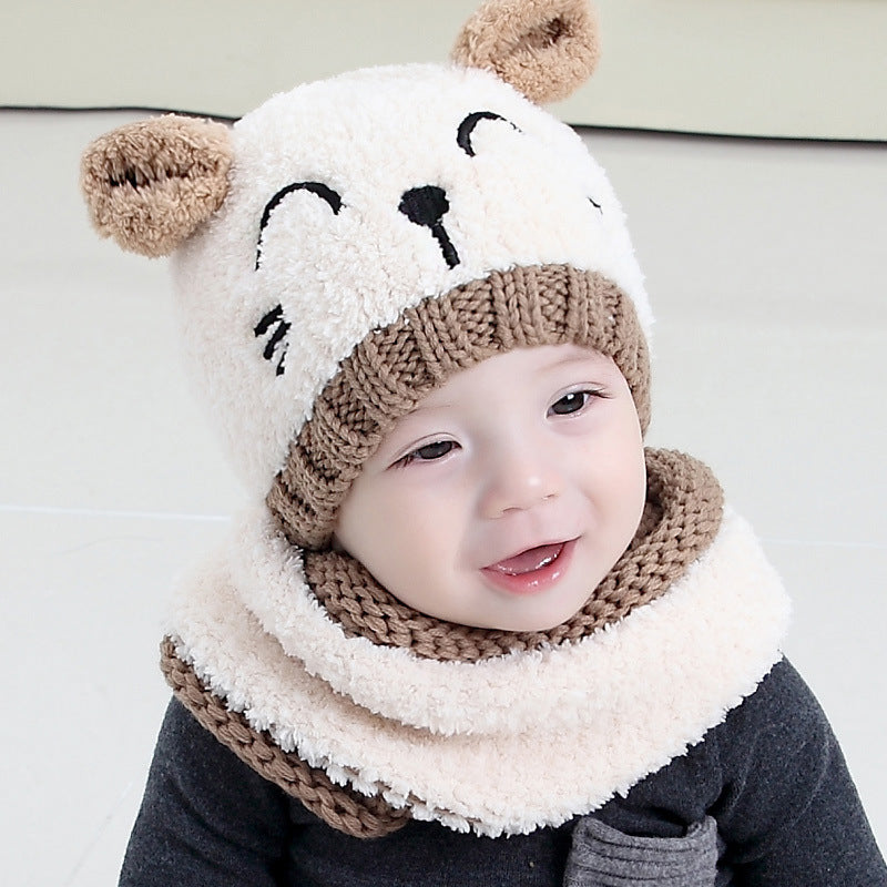 Tuque et foulard en laine,cute, chaud et confortable pour bébé