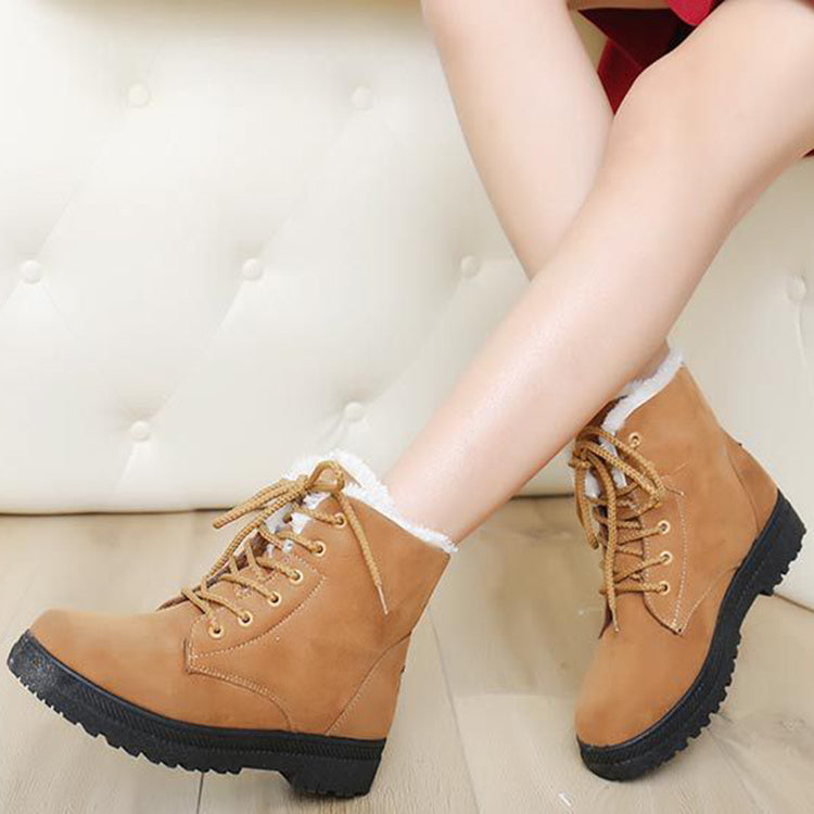 Bottes de neige d'hiver avec bottines en peluche chaudes pour femmes cute et cozy