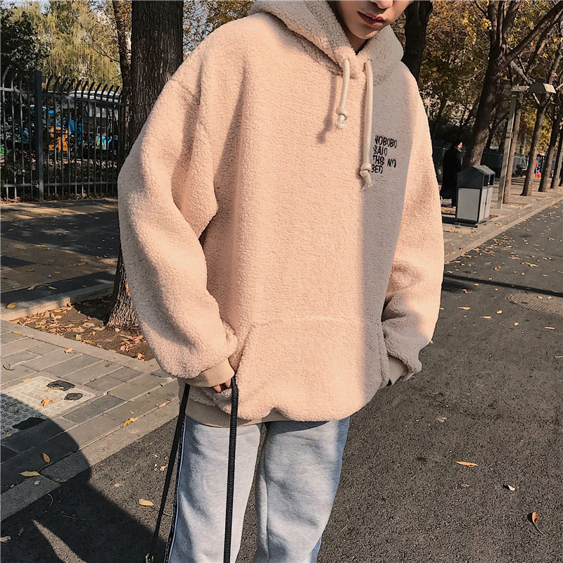 Pull en laine d'agneau pour homme, veste polaire épaisse à capuche pour homme