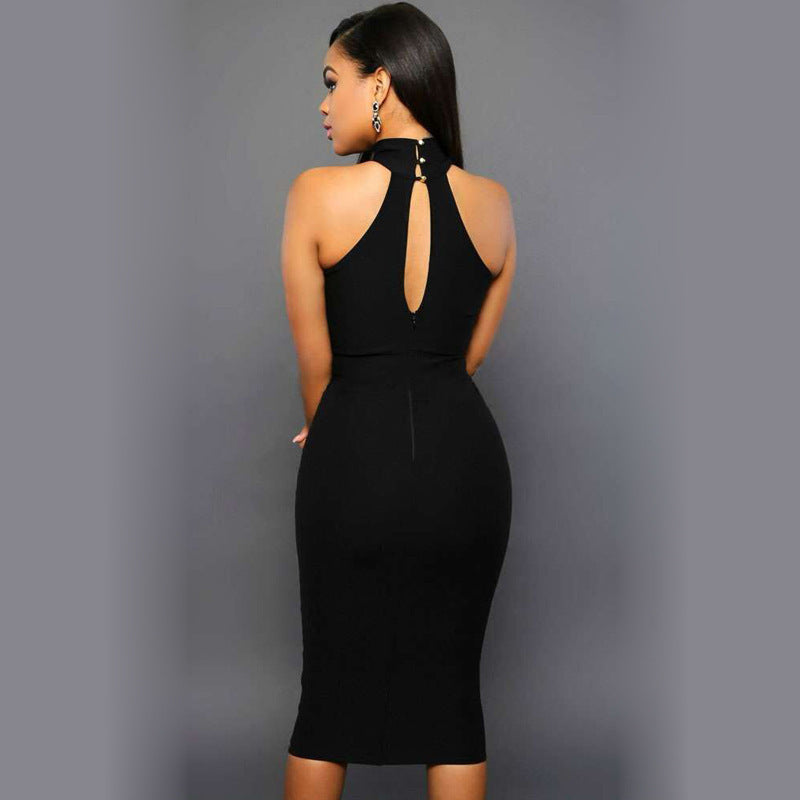 Robe moulante tissu mince très sexy pour femme couleur noir.