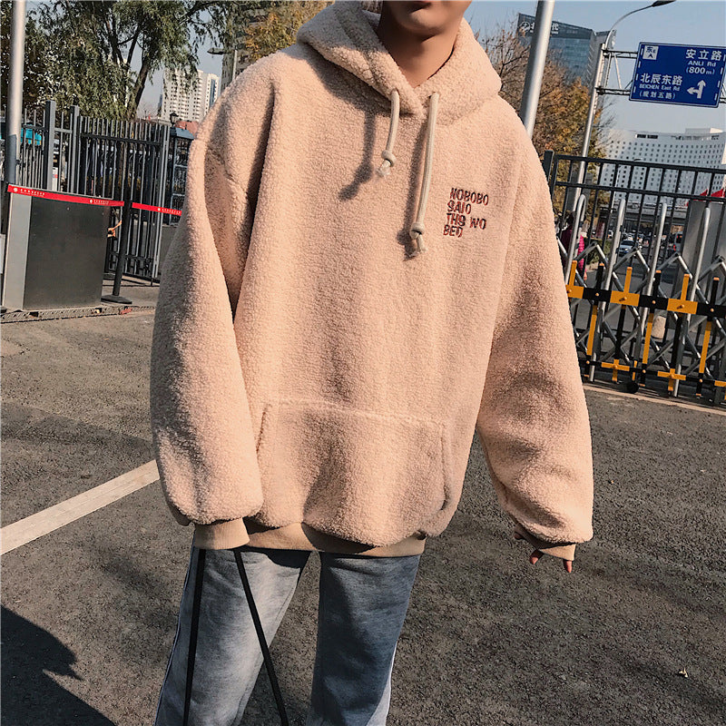 Pull en laine d'agneau pour homme, veste polaire épaisse à capuche pour homme