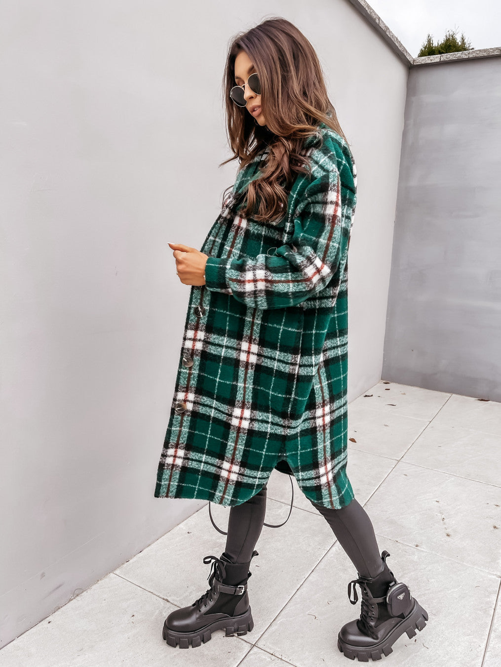 Manteau long en laine à carreaux, décontracté et chaud, à revers boutonnés bien lire les descriptions sur chaque article pour choisir votre bonne grandeur