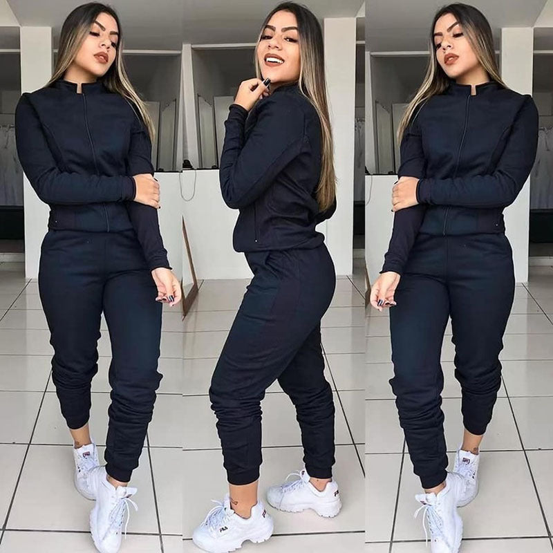 Ensemble deux pièces pour femme, couleur unie, manches longues, pantalon, tenue de sport décontractée bien lire les descriptions pour choisir votre grandeur
