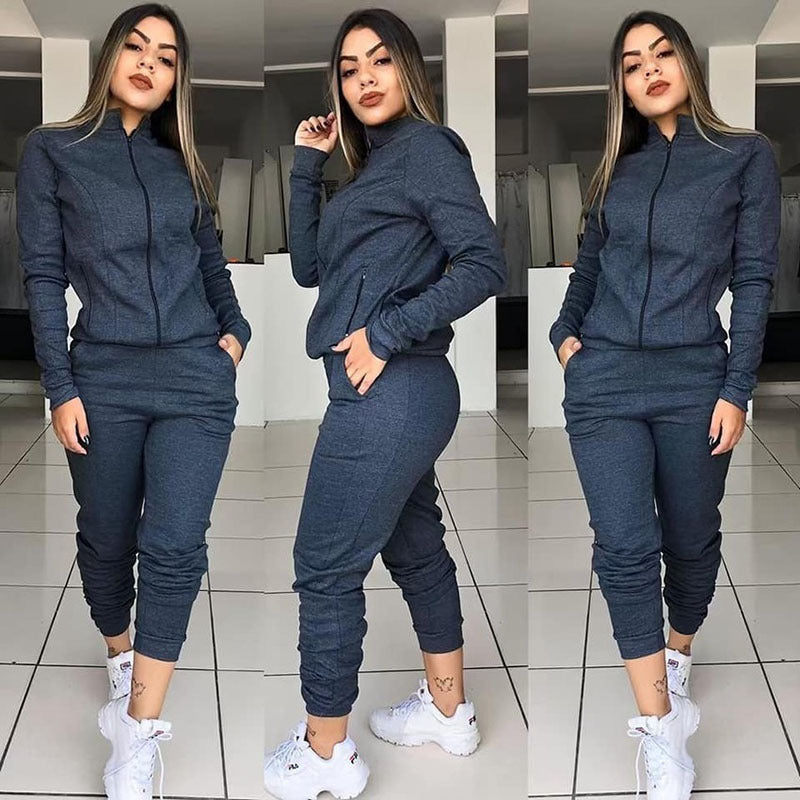 Ensemble deux pièces pour femme, couleur unie, manches longues, pantalon, tenue de sport décontractée bien lire les descriptions pour choisir votre grandeur