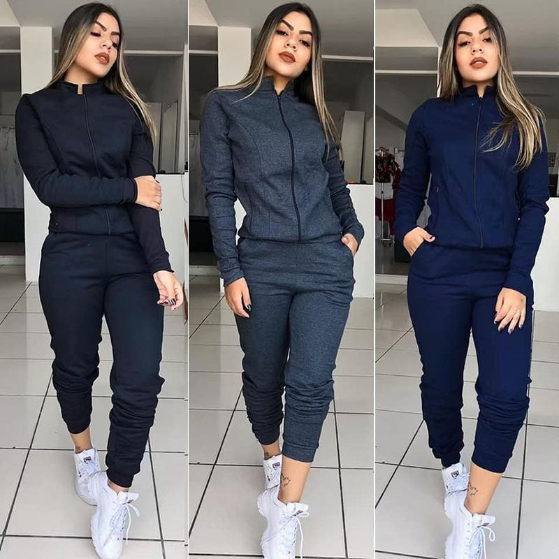 Ensemble deux pièces pour femme, couleur unie, manches longues, pantalon, tenue de sport décontractée bien lire les descriptions pour choisir votre grandeur