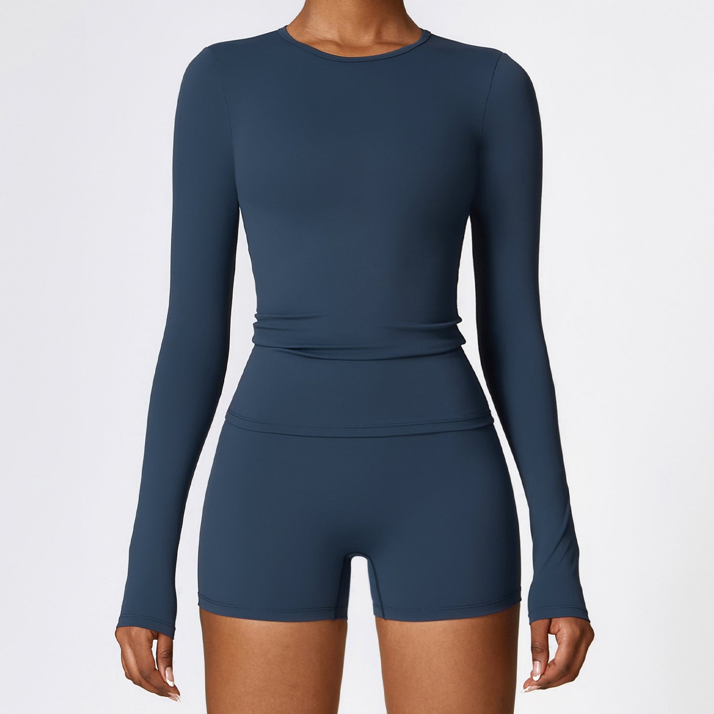 Pull slim à manches longues pour femme, vêtement de sport, de yoga, de fitness et de mode