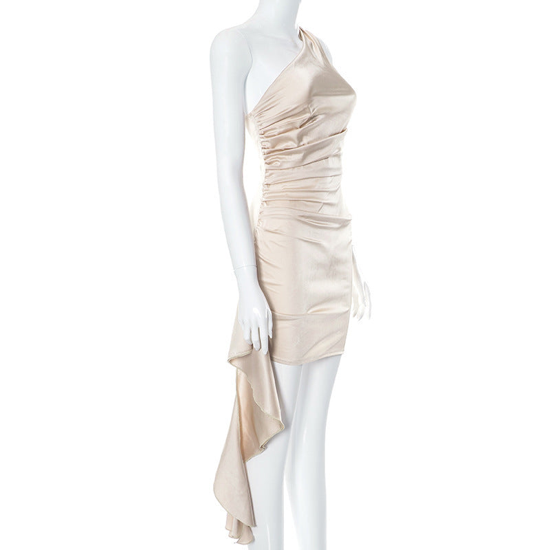 Mini-robe asymétrique sans manches, sexy slim dos nu, robes de soirée et de mariage, vêtements pour femmes