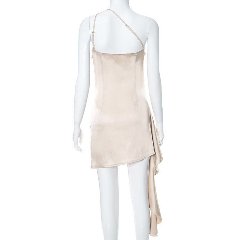 Mini-robe asymétrique sans manches, sexy slim dos nu, robes de soirée et de mariage, vêtements pour femmes