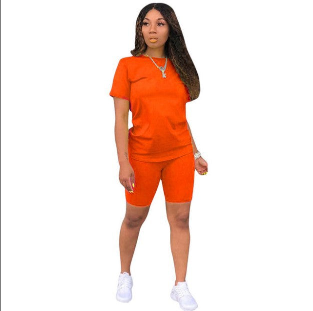 Combinaison de sport décontractée deux pièces pour femme, couleur unie