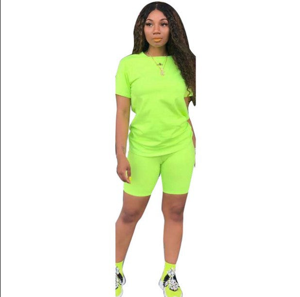 Combinaison de sport décontractée deux pièces pour femme, couleur unie