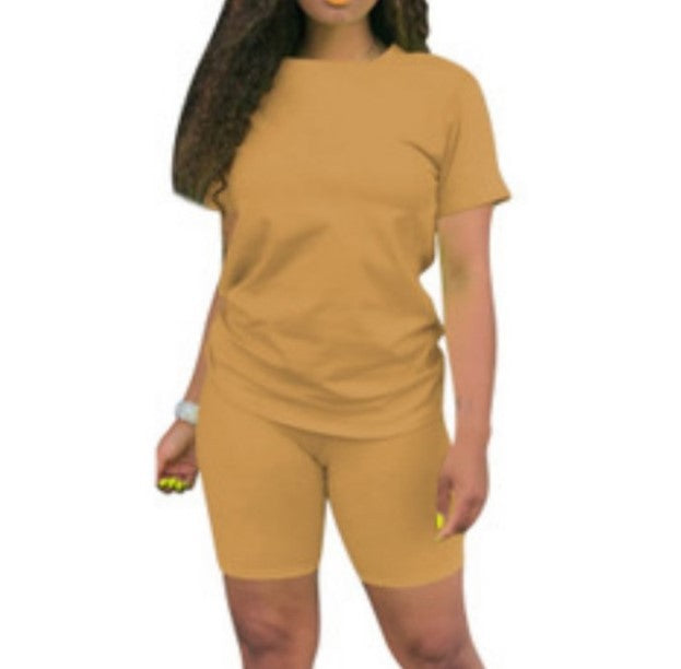 Combinaison de sport décontractée deux pièces pour femme, couleur unie