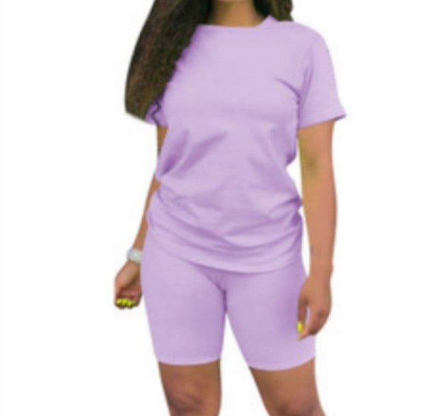 Combinaison de sport décontractée deux pièces pour femme, couleur unie