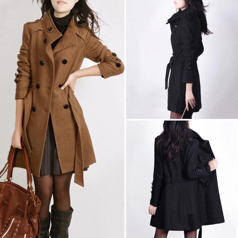 Beau manteau automne couleur unie avec ceinture et boutonnage très chic