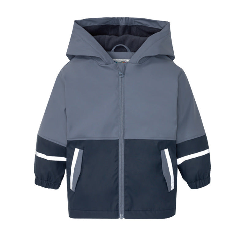 Thickened Plus Fleece Jacket Jacket Children Baby Waterproof And Windproof Raincoat