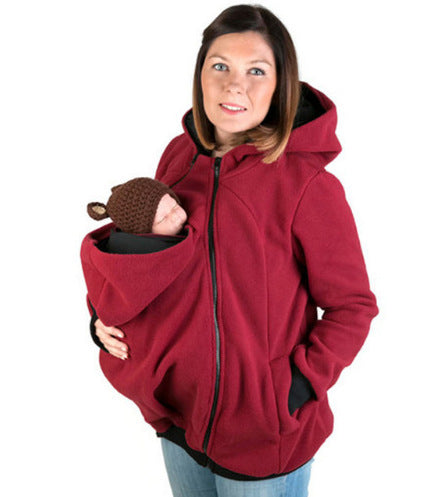 Manteau pull kangourou multifonction trois en un pour maman