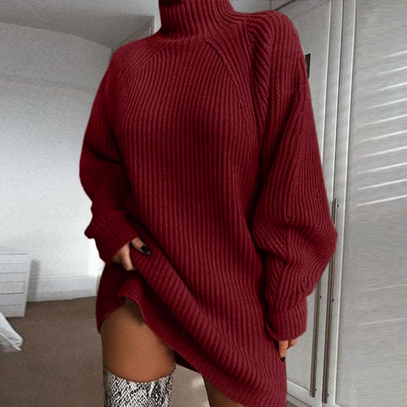 Pull long à col roulé uni pour femme, robe pull chaude d'hiver vérifier la description pour les grandeur.