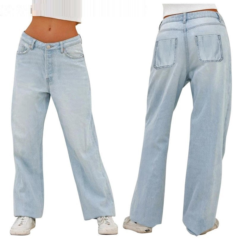 Jeans taille haute amples de style européen et américain