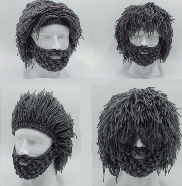 Chapeaux en laine tricotés faits à la main pour fête d'Halloween, barbe, perruques pour hommes et femmes