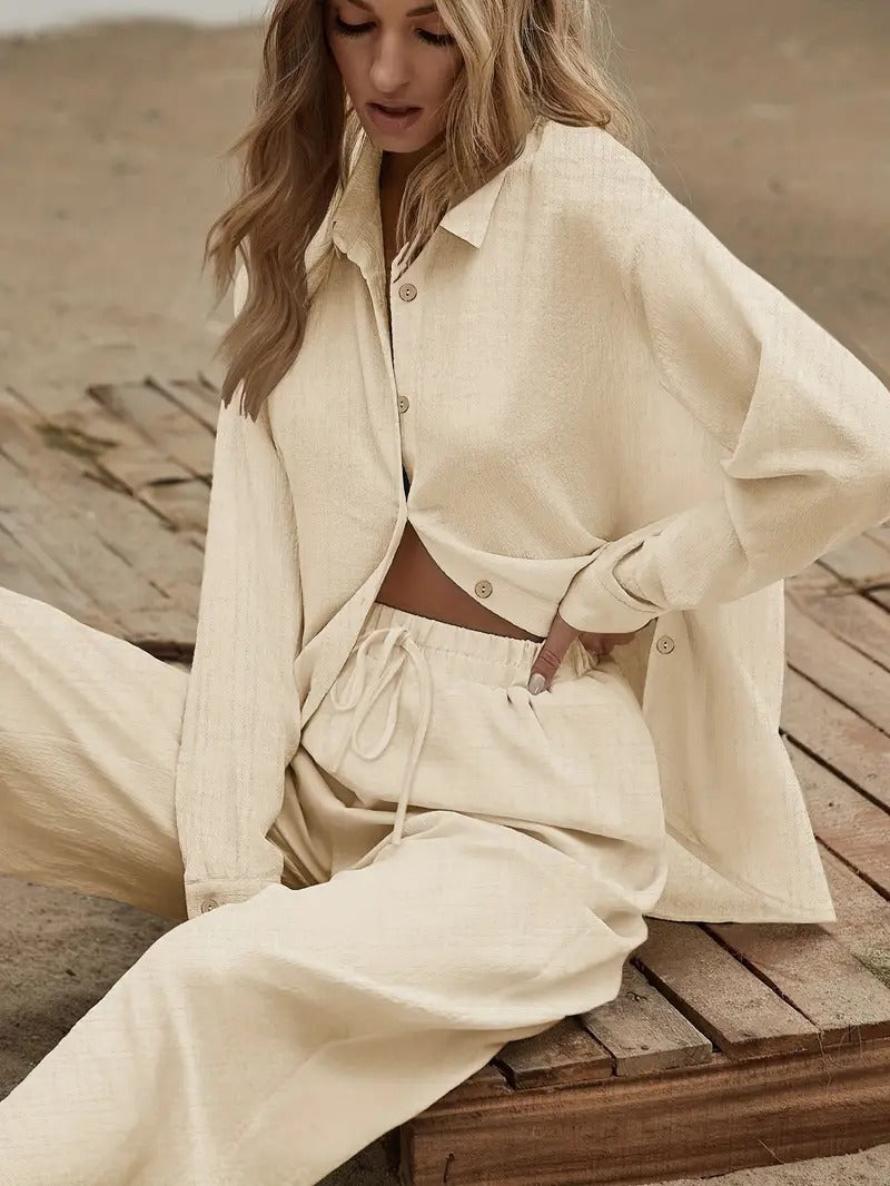 Ensemble chemise et pantalon amples pour femme