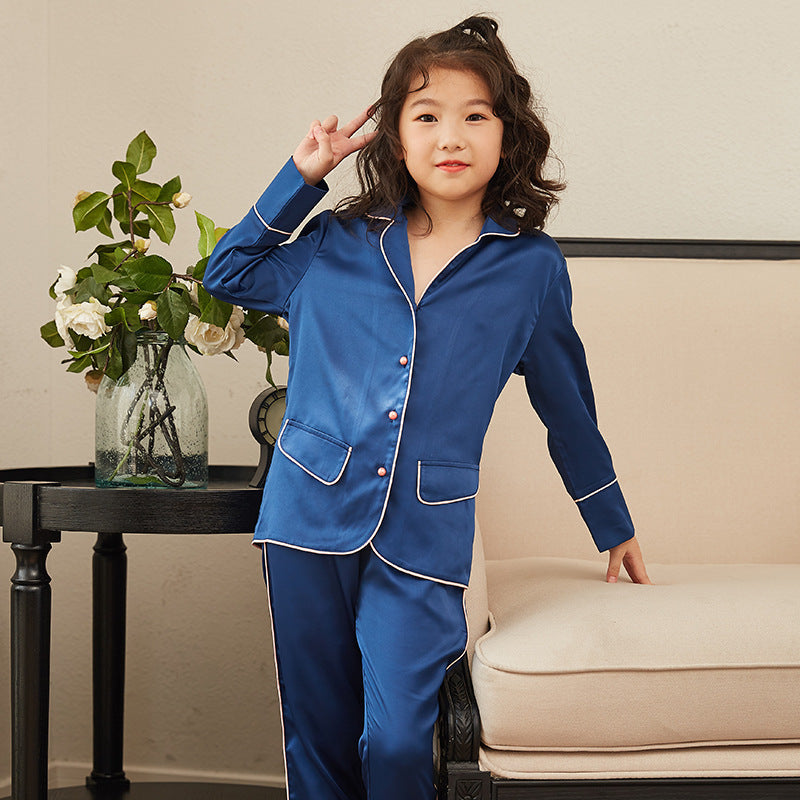 Pyjama d'été en soie à manches longues pour enfants, vêtements de détente fins, pour garçons et filles