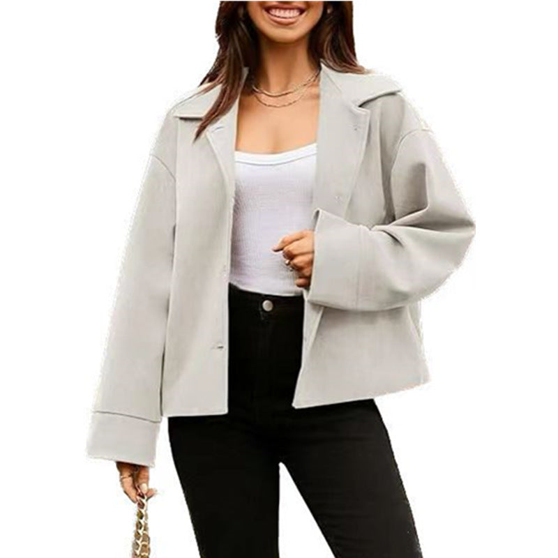 Manteau boutonné à manches longues pour femme