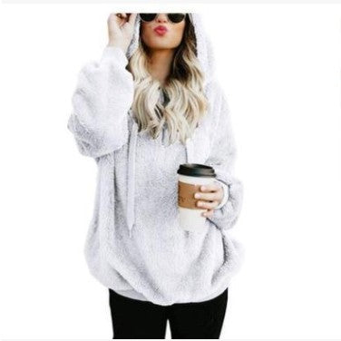 Sweat à capuche polaire à manches longues pour femme, style polaire, chaud, avec poches zippées, collection automne-hiver