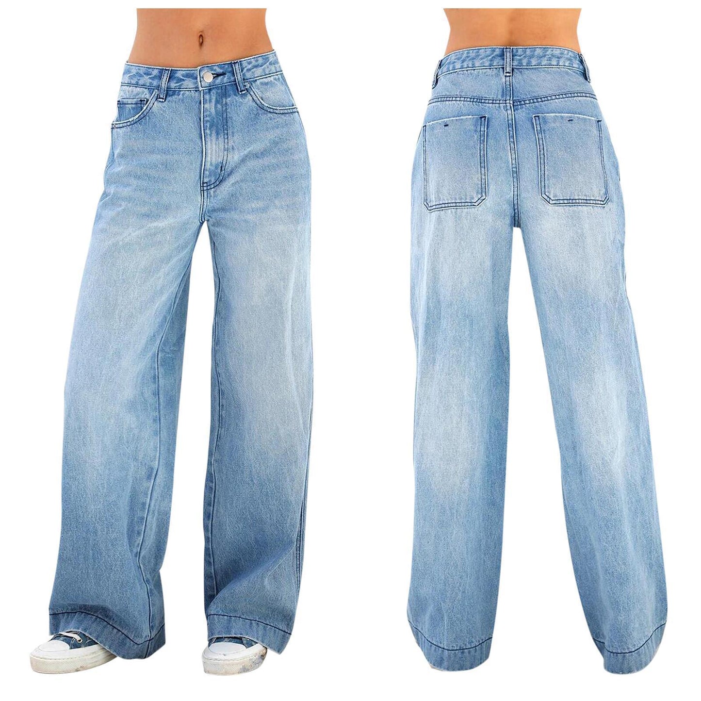 Jeans taille haute amples de style européen et américain