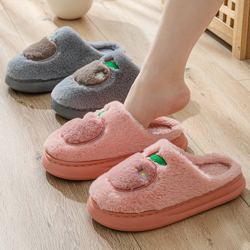 Chaussons en coton pour femmes, pantoufles chaudes en peluche pour l'intérieur