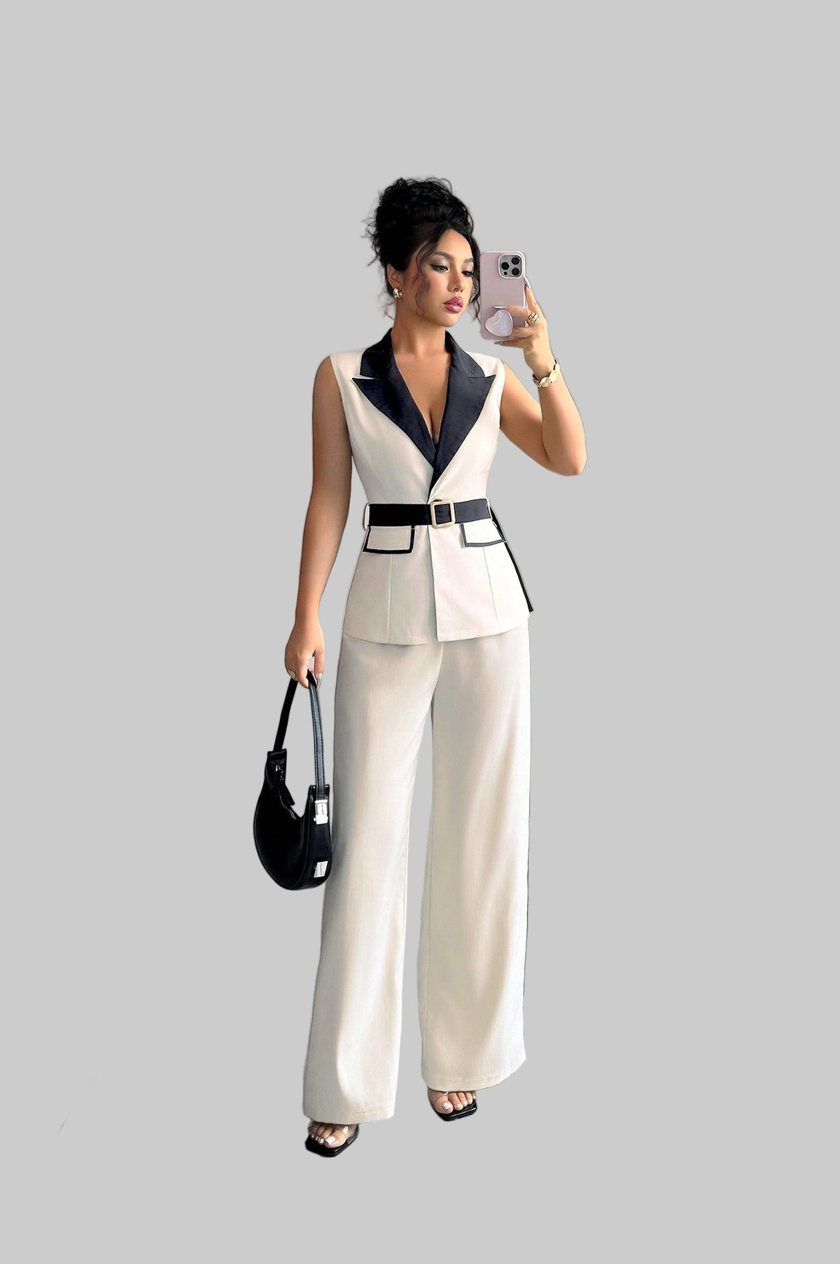 European And American Elegant Style Tube Top Straight-leg Trousers