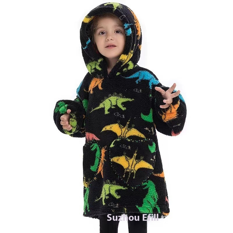 Vêtements confortables en velours de coton résistants au froid pour garçons et filles, couverture à capuche épaisse grande taille, vêtements de nuit pour enfants
