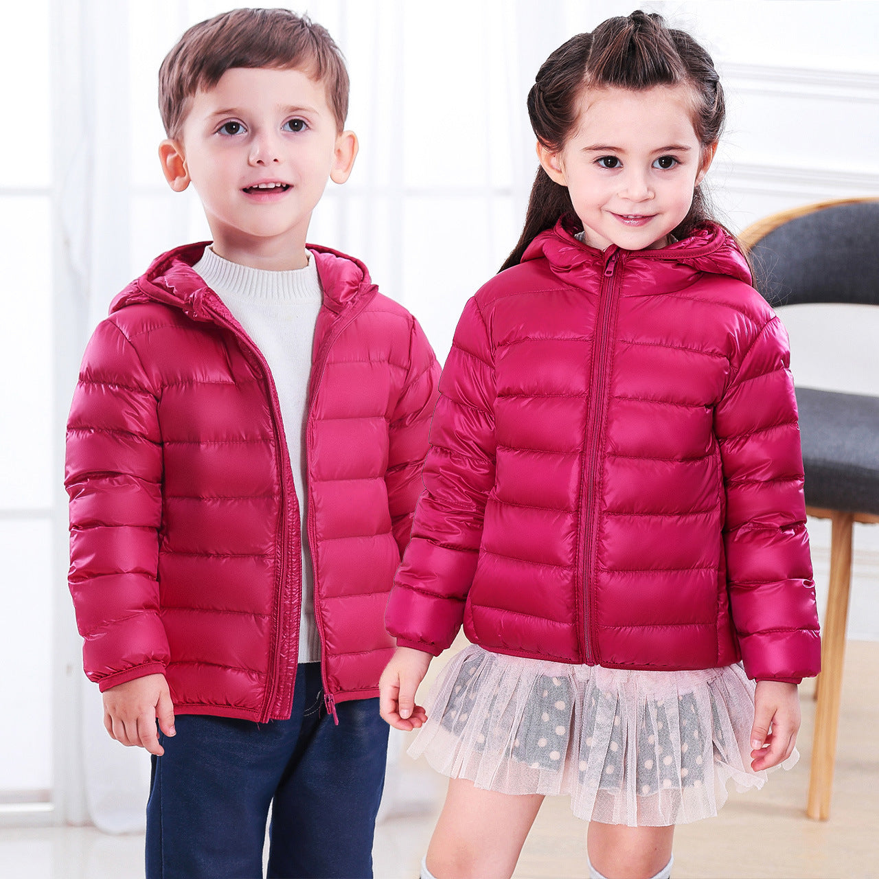 Doudoune légère pour enfant de taille moyenne et grande, veste courte à capuche en plumes pour enfant