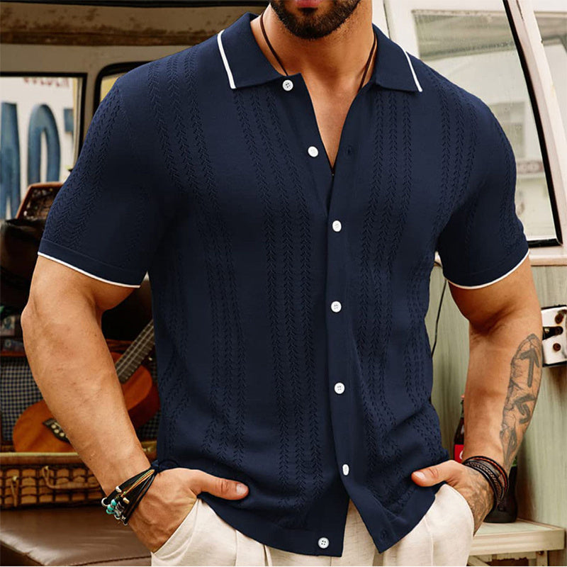 Polo à manches courtes, haut d'été à revers boutonné, vêtements d'affaires tendance pour hommes