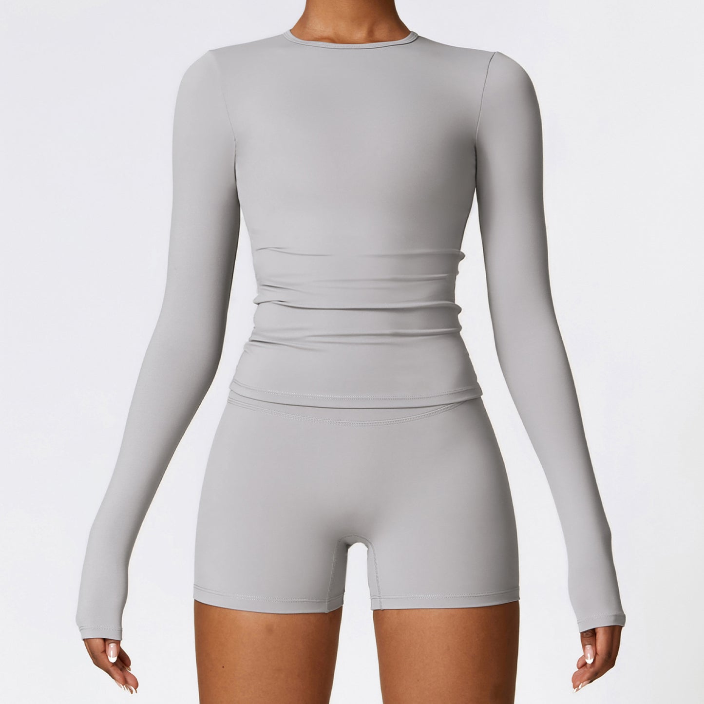 Pull slim à manches longues pour femme, vêtement de sport, de yoga, de fitness et de mode
