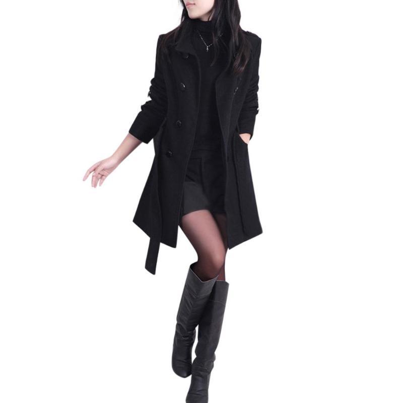 Beau manteau automne couleur unie avec ceinture et boutonnage très chic