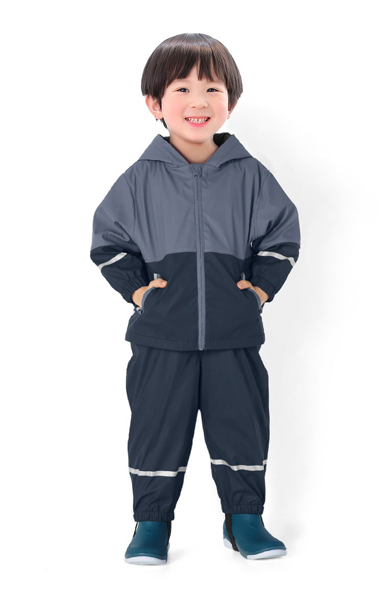 Thickened Plus Fleece Jacket Jacket Children Baby Waterproof And Windproof Raincoat