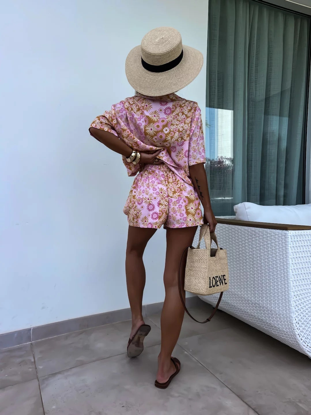 Costume deux pièces pour femme, col, short à manches courtes, imprimé tendance, décontracté