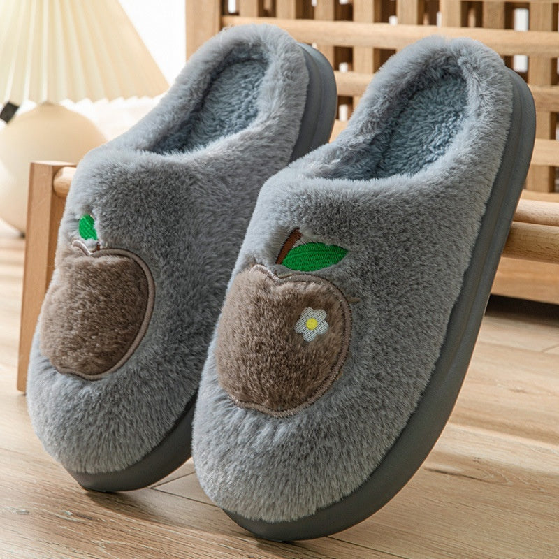 Chaussons en coton pour femmes, pantoufles chaudes en peluche pour l'intérieur