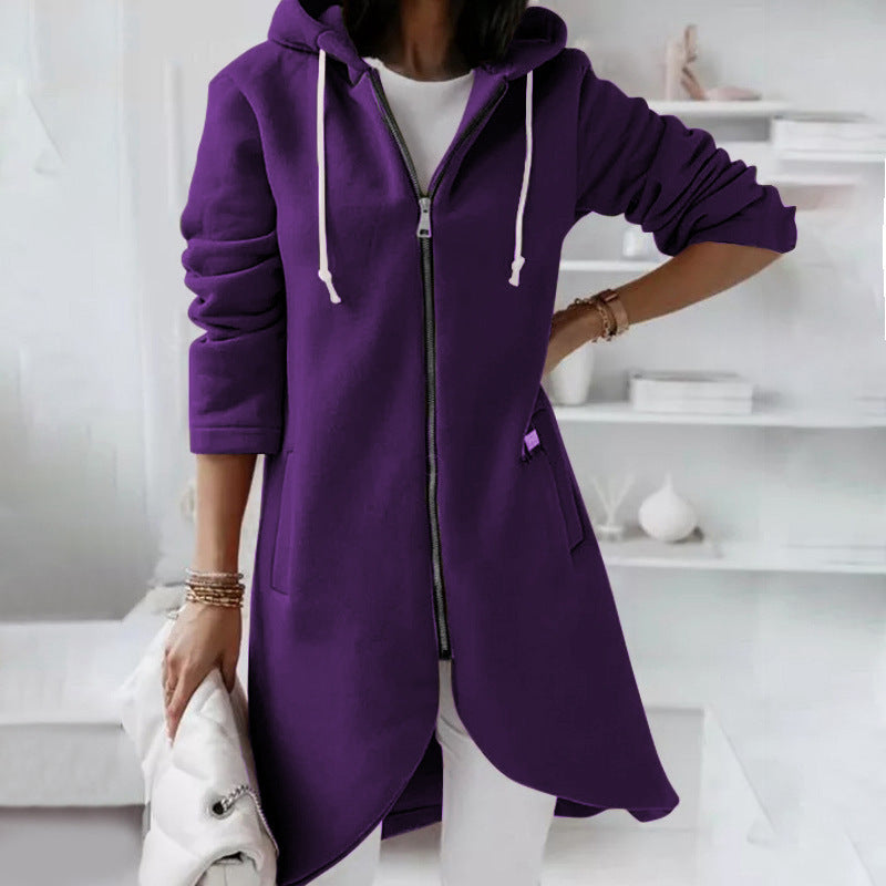 Sweat à capuche zippé à manches longues avec poche tissu léger. Couleur unie pour femme, lire les descriptions sur les articles pour choisir votre grandeur.