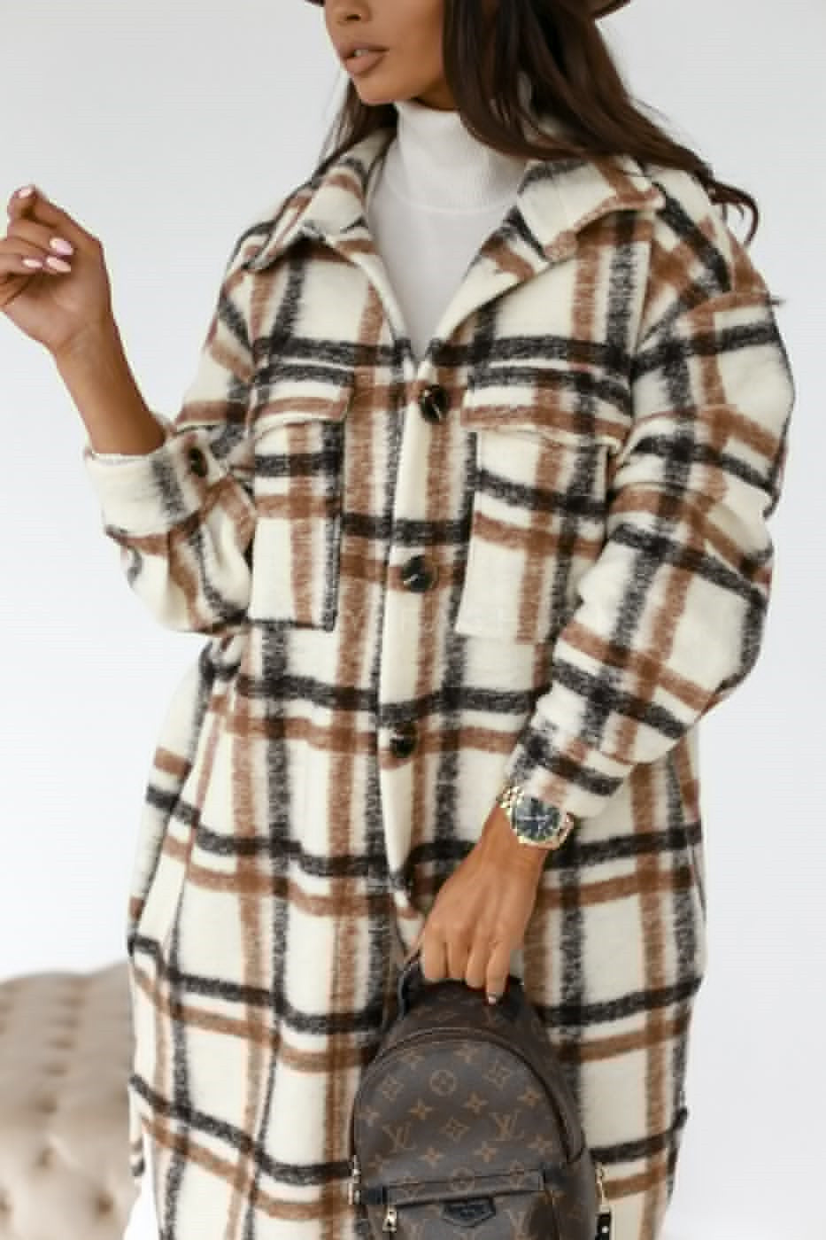 Manteau long en laine à carreaux, décontracté et chaud, à revers boutonnés bien lire les descriptions sur chaque article pour choisir votre bonne grandeur