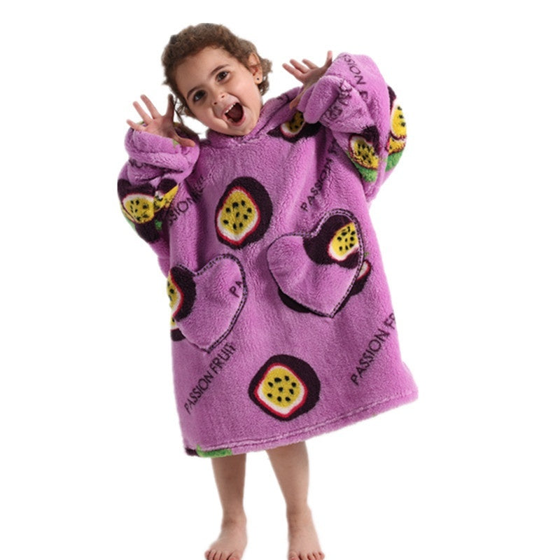 Vêtements confortables en velours de coton résistants au froid pour garçons et filles, couverture à capuche épaisse grande taille, vêtements de nuit pour enfants