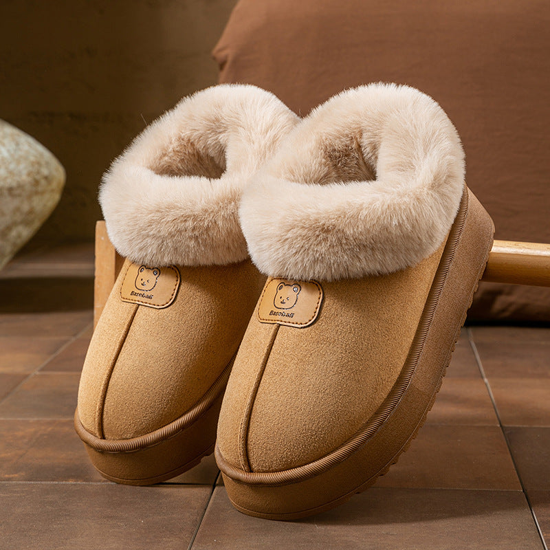 Chaussons en coton à enveloppement de cheville pour femmes, bottes de neige épaisses à la mode