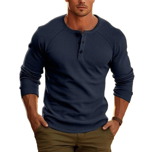 T-shirt à manches longues et col Henry pour homme