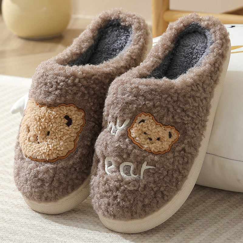 Chaussons d'hiver chauds en forme d'ours pour femmes