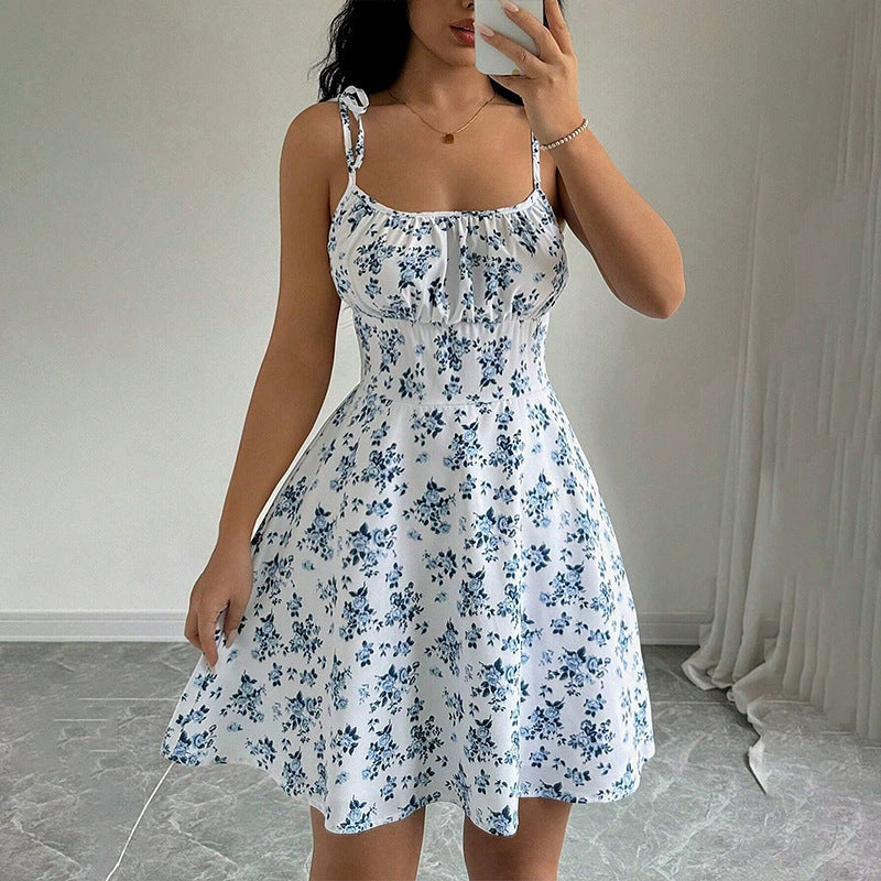 Robe décontractée amincissante de style occidental à coupe trapèze et à taille douce