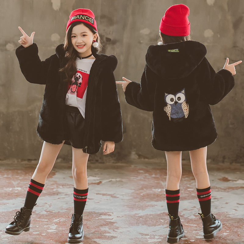 Manteau en fausse fourrure pour fille, taille moyenne et grande, épais, thermique, en fourrure, vêtements d'hiver pour enfants, nouveau manteau en laine artificielle